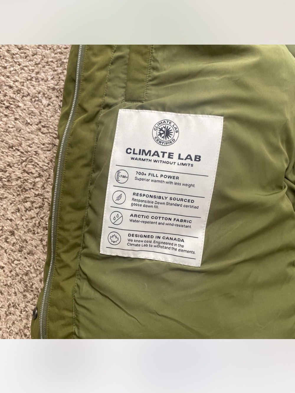NWT Aritzia Wilfred Olive Green Puffer Jacket size Small 700+ fill - Picture 6 of 7
